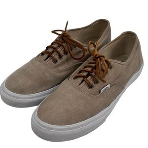 Vans authentic slim washed burlap tan lace up classic sneaker men’s size 8.5